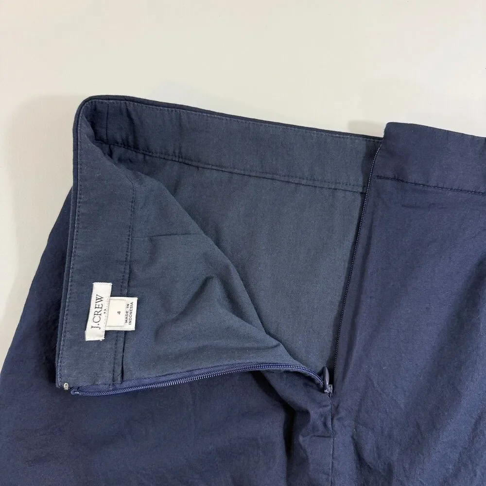 J.Crew Womens Size 4 Navy Blue Ruffle Hem Mini Skirt Cotton Stretch J0907